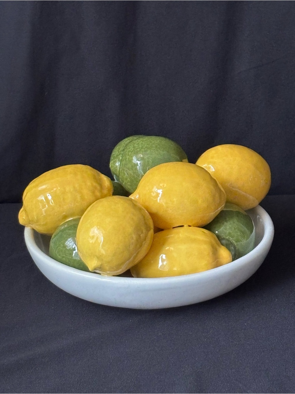 Vintage Italian Ceramic Lemon & Lime Decorative Fruit Bowl Made in Italy
